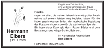 Traueranzeige von Hermann Elbers von ALLGEMEINE ZEITUNG UELZEN