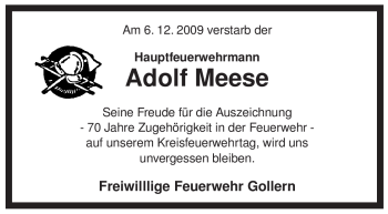 Traueranzeige von Adolf Meese von ALLGEMEINE ZEITUNG UELZEN