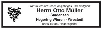 Traueranzeige von Otto Müller von ALLGEMEINE ZEITUNG UELZEN