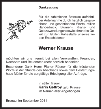 Traueranzeige von Werner Krause von ALLGEMEINE ZEITUNG UELZEN