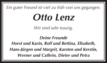 Traueranzeige von Otto Lenz von ALLGEMEINE ZEITUNG UELZEN