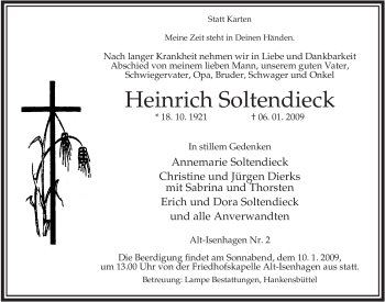 Traueranzeige von Heinrich Soltendieck von ALLGEMEINE ZEITUNG UELZEN