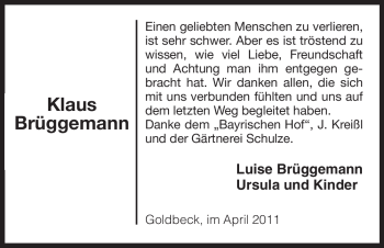 Traueranzeige von Klaus Brüggemann von ALLGEMEINE ZEITUNG UELZEN