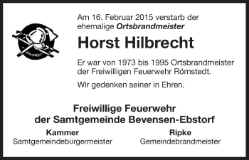 Traueranzeige von Horst Hilbrecht von Uelzen