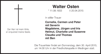 Traueranzeige von Walter Osten von Uelzen