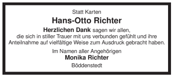 Traueranzeige von Hans-Otto Richter von ALLGEMEINE ZEITUNG UELZEN