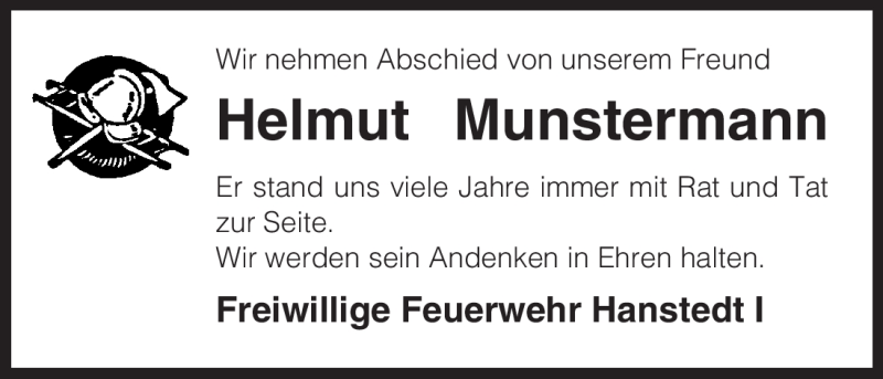  Traueranzeige für Helmut Munstermann vom 30.11.2010 aus ALLGEMEINE ZEITUNG UELZEN