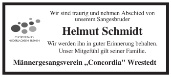 Traueranzeige von Helmut Schmidt von ALLGEMEINE ZEITUNG UELZEN