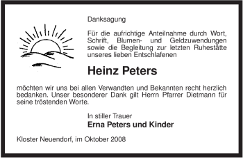 Traueranzeige von Heinz Peters von ALLGEMEINE ZEITUNG UELZEN