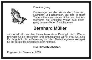 Traueranzeige von Bernhard Müller von ALLGEMEINE ZEITUNG UELZEN