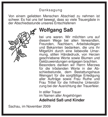 Traueranzeige von Wolfgang Saß von ALLGEMEINE ZEITUNG UELZEN