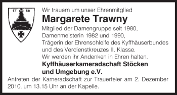 Traueranzeige von Margarete Trawny von ALLGEMEINE ZEITUNG UELZEN