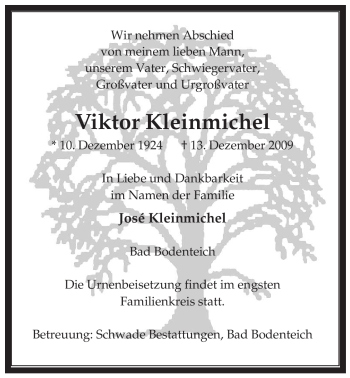 Traueranzeige von Viktor Kleinmichel von ALLGEMEINE ZEITUNG UELZEN