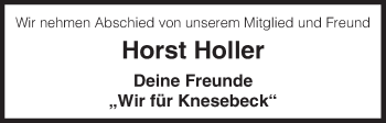 Traueranzeige von Horst Holler von Uelzen