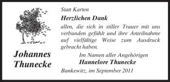 Traueranzeige von Johannes Thunecke von ALLGEMEINE ZEITUNG UELZEN