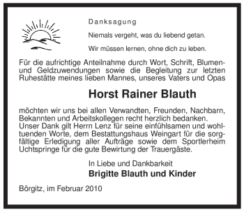 Traueranzeige von Horst Rainer Blauth von ALLGEMEINE ZEITUNG UELZEN