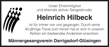 Traueranzeige von Heinrich Hilbeck von ALLGEMEINE ZEITUNG UELZEN