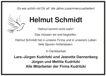 Traueranzeige von Helmut Schmidt von ALLGEMEINE ZEITUNG UELZEN