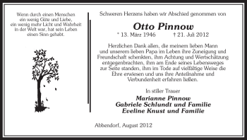 Traueranzeige von Otto Pinnow von ALLGEMEINE ZEITUNG UELZEN