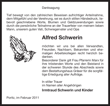 Traueranzeige von Alfred Schwerin von ALLGEMEINE ZEITUNG UELZEN