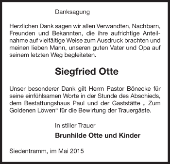 Traueranzeige von Siegfried Otte von Uelzen