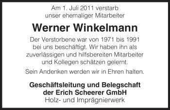 Traueranzeige von Werner Winkelmann von ALLGEMEINE ZEITUNG UELZEN