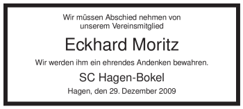 Traueranzeige von Eckhard Moritz von ALLGEMEINE ZEITUNG UELZEN