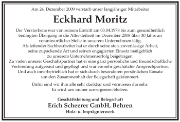 Traueranzeige von Eckhard Moritz von ALLGEMEINE ZEITUNG UELZEN