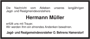 Traueranzeige von Hermann Müller von ALLGEMEINE ZEITUNG UELZEN