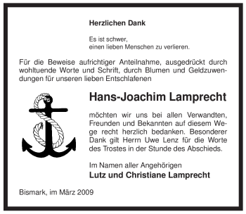 Traueranzeige von Hans-Joachim Lamprecht von ALLGEMEINE ZEITUNG UELZEN