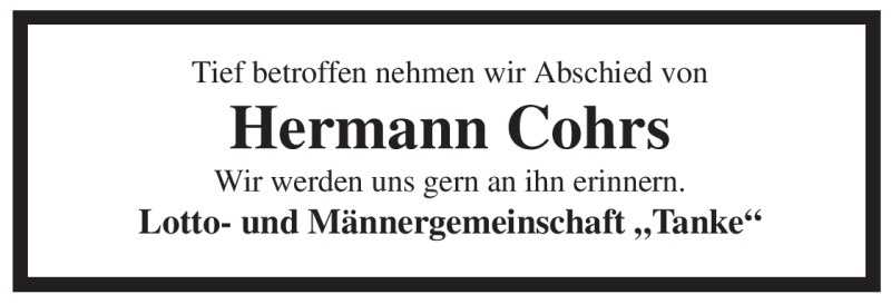  Traueranzeige für Hermann Cohrs vom 17.07.2010 aus ALLGEMEINE ZEITUNG UELZEN