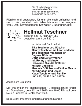 Traueranzeige von Hellmut Teschner von ALLGEMEINE ZEITUNG UELZEN