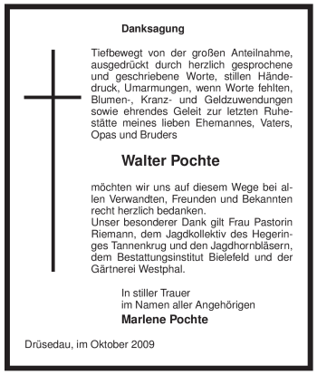 Traueranzeige von Walter Pochte von ALLGEMEINE ZEITUNG UELZEN