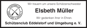Traueranzeige von Elsbeth Müller von ALLGEMEINE ZEITUNG UELZEN