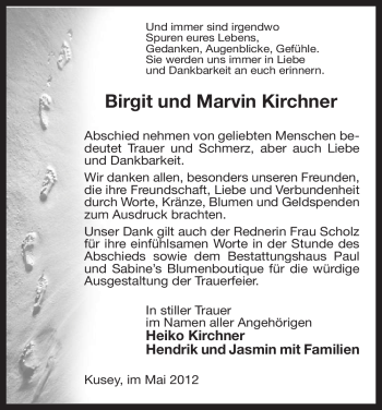Traueranzeige von Marvin Kirchner von ALLGEMEINE ZEITUNG UELZEN