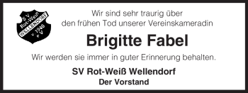 Traueranzeige von Brigitte Fabel von ALLGEMEINE ZEITUNG UELZEN