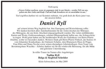 Traueranzeige von Daniel Ryll von ALLGEMEINE ZEITUNG UELZEN