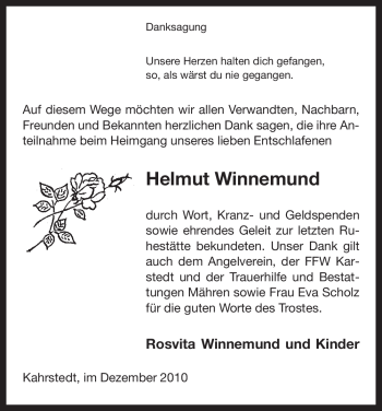 Traueranzeige von Helmut Winnemund von ALLGEMEINE ZEITUNG UELZEN