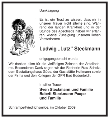 Traueranzeige von Ludwig Steckmann von ALLGEMEINE ZEITUNG UELZEN