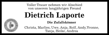 Traueranzeige von Dietrich Laporte von ALLGEMEINE ZEITUNG UELZEN