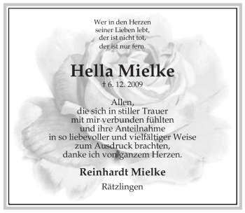 Traueranzeige von Hella Mielke von ALLGEMEINE ZEITUNG UELZEN