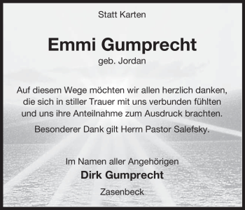 Traueranzeige von Emmi Gumprecht von ALLGEMEINE ZEITUNG UELZEN
