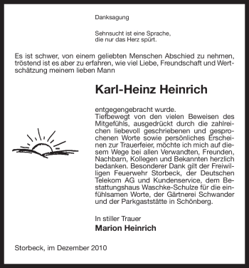 Traueranzeige von Karl-Heinz Heinrich von ALLGEMEINE ZEITUNG UELZEN