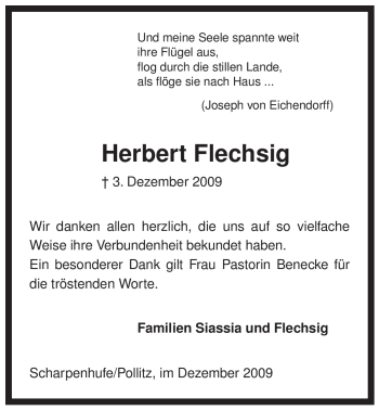 Traueranzeige von Herbert Flechsig von ALLGEMEINE ZEITUNG UELZEN