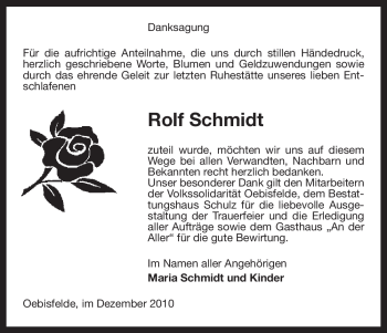 Traueranzeige von Rolf Schmidt von ALLGEMEINE ZEITUNG UELZEN