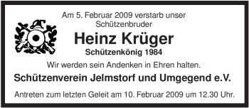 Traueranzeige von Heinz Krüger von ALLGEMEINE ZEITUNG UELZEN