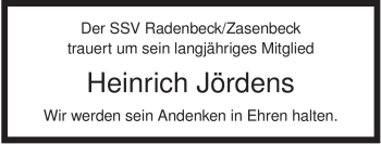 Traueranzeige von Heinrich Jördens von ALLGEMEINE ZEITUNG UELZEN