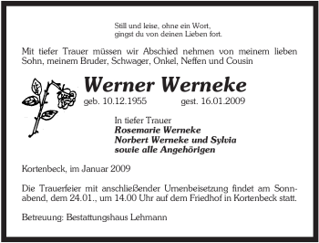 Traueranzeige von Werner Werneke von ALLGEMEINE ZEITUNG UELZEN