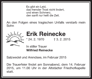 Traueranzeige von Erik Reinecke von Uelzen