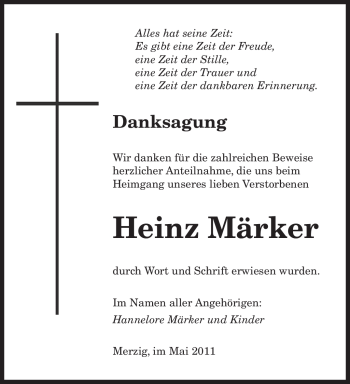 Traueranzeige von Heinz Märker von ALLGEMEINE ZEITUNG UELZEN